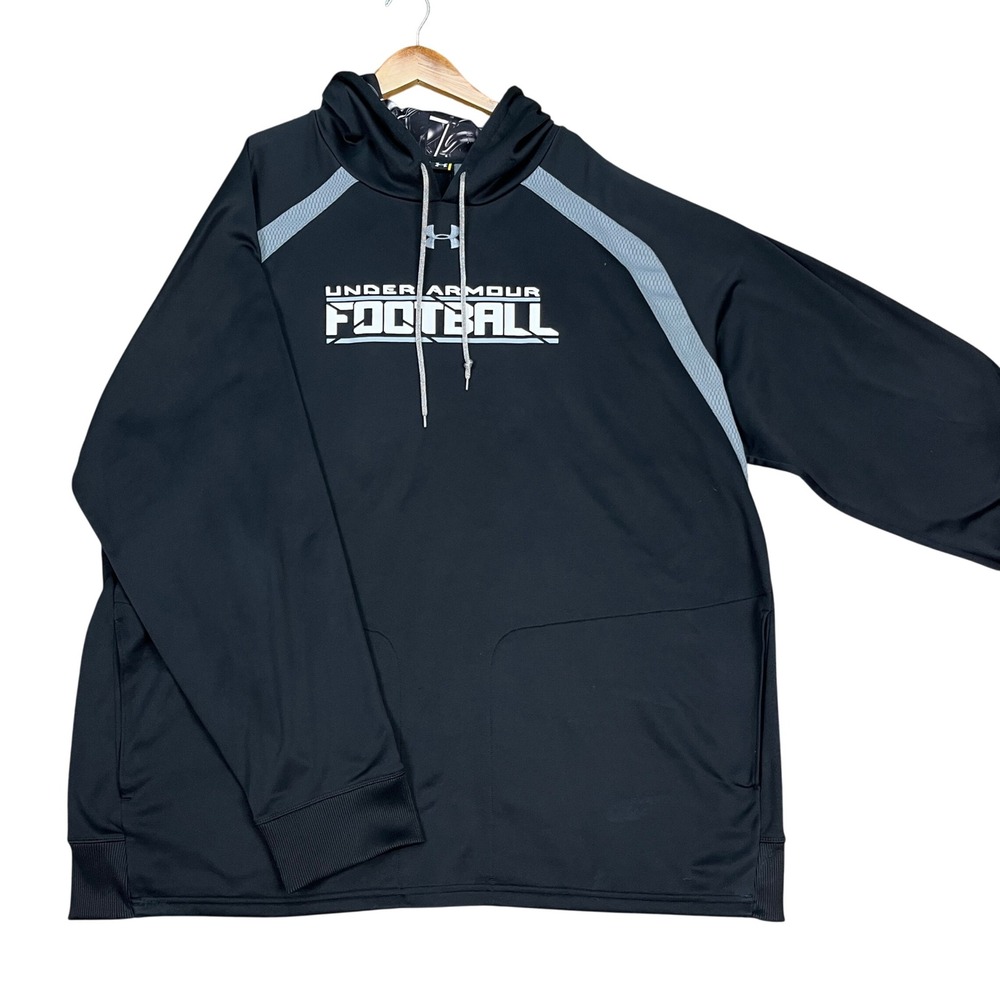 Under Armour Hoodie Men 3XL Black Gray Colorblock Loose Fit Pullover Football